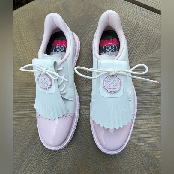 NWOT GFORE Gallivan2r Brogue Cap Toe Golf Shoes - Snow/Blush Size 7.5 - Picture 4 of 9